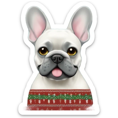 Blue French bulldog Christmas sweater  sticker