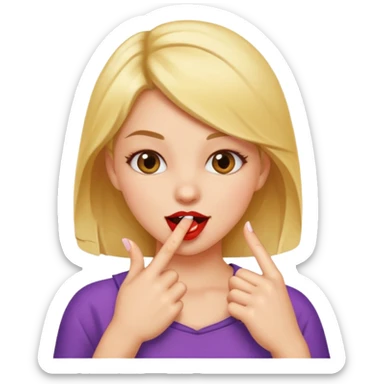 a girl biting her finger flirty sticker