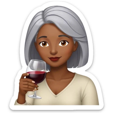 Relaxing black woman with gray hair drinking wine sticker