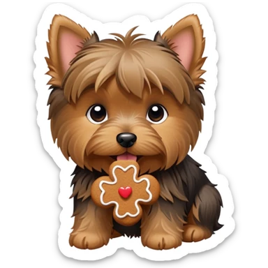 Yorkshire Terrier Puppy Eating Gingerbread sticker
