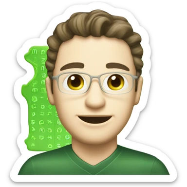 create a green verified badge that has scalloped edges and binary code written in white on the inside sticker