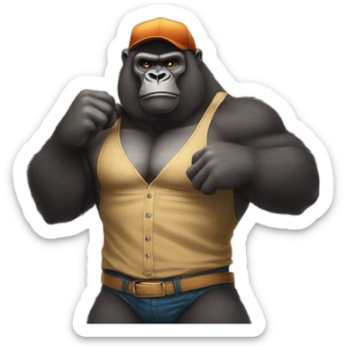 Big Buff Gorilla wearing a Cap and some fancy clothes sticker