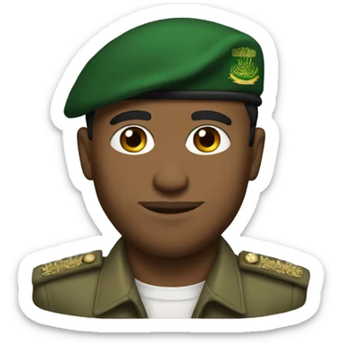 Saudi white man, first lieutenant black Military Beret  sticker