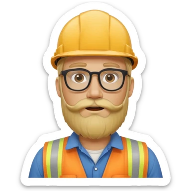 blond man with long beard construction worker and spectacles sticker