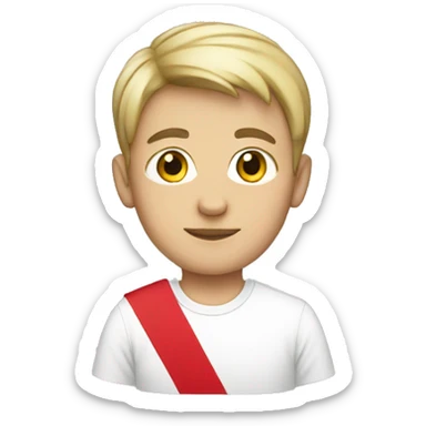 White boy wearing a shirt with Peruvian flag sticker