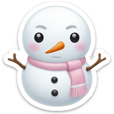 Cute white and light pink snowman sticker