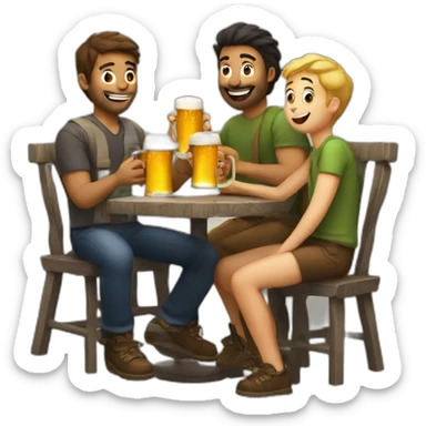 drinking beer with buddies sticker