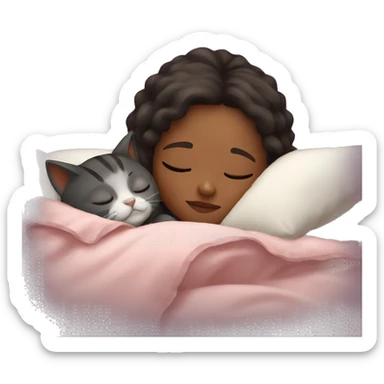 Girl sleeping with cat sticker