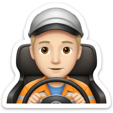 driver with simple face at steering wheel sticker