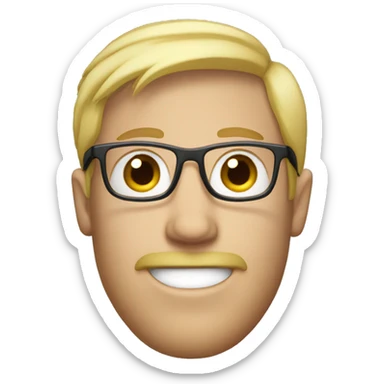 Blond guy with facial hair, eyeglasses and blue eyes sticker