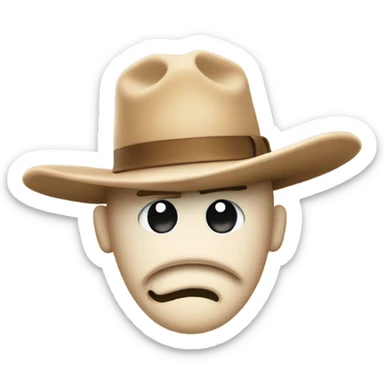 Squiggly confused face with cowboy hat  sticker