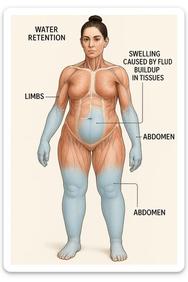 Donna vista anatomicamente con ritenzione idrica sticker