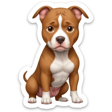 Brown and white pitbull sticker