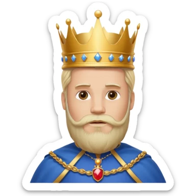 bearded king with crown and blue outfit blonde hair sticker