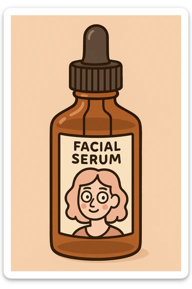 a bottle of facial serum, minimal and elegant, clean and simple design sticker