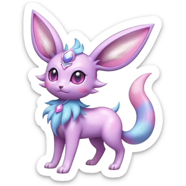 Shiny Cool Sparkly Cute Ethereal Espeon-Sylveon-Nidorino-Fakemon-hybrid-fusion- full body sticker