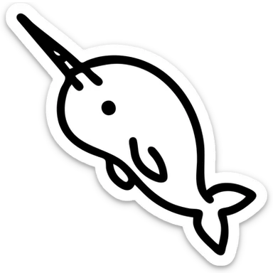 narwhal icon, minimalist, geometric shapes, very minimal details, clean lines, modern icon style sticker