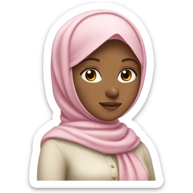 White girl wearing hijab and soft pink bow sticker