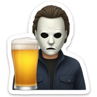 michael myers with a glass of beer sticker