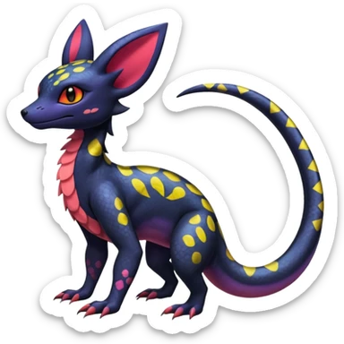Scaley Exotic Salandit-Noibat-Umbreon-Fakémon-hybrid-creature (full body)  sticker
