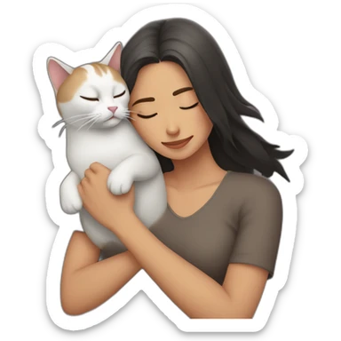Mujer y gato durmiendo sticker