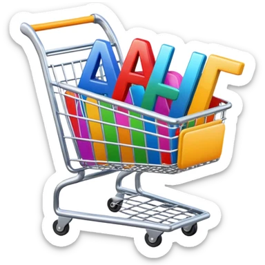 shopping cart with AI letters inside sticker