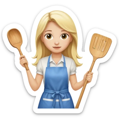 Blonde girl with long hair, cooking , cleaning  sticker