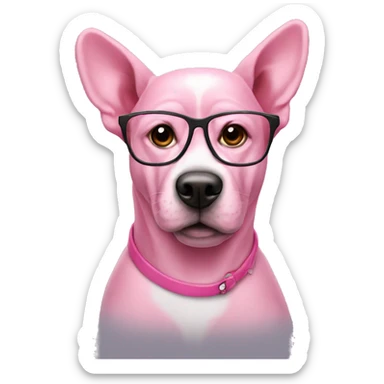 pink dog with glasses sticker