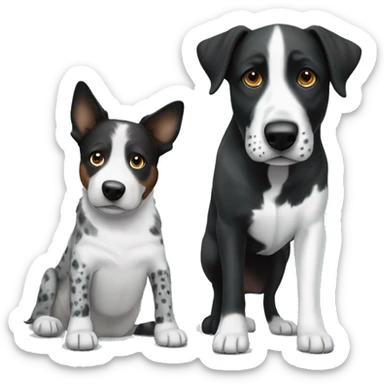 Blue heeler and German pointer with floppy ears black and white  sticker