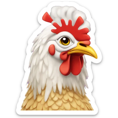 chicken wearing drag queen wig and makeup sticker