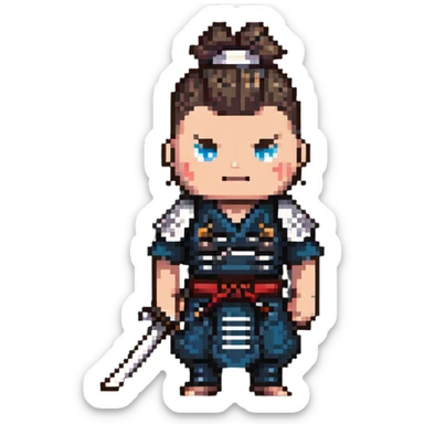 Samurai with topknot sticker