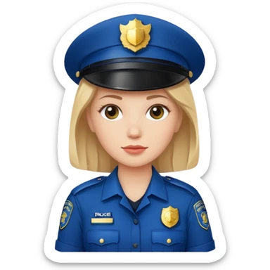 white woman wear police's uniform sticker
