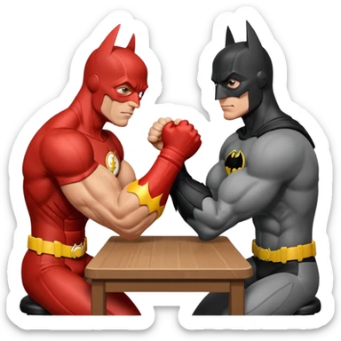 Batman and The Flash arm wrestling sticker