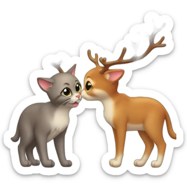 Cat kiss reindeer sticker