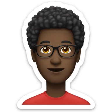 “black man with black afro and glasses and wearing a long sleeved red shirt  sticker