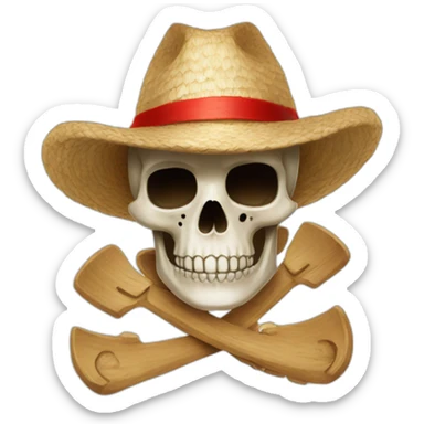 Strawhat with a red stripe and a skull sticker