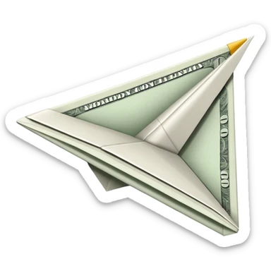 Paper plane made of money side view sticker