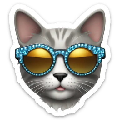 a full body cat wearing big bedazzled sun glasses  sticker