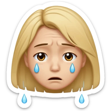 😔 sad emoji with hair 💧 with this emoji sticker