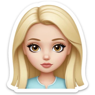 pretty bratz girl, clean girl style, blonde hair,  hazel eyes, black eyeliner, pale skin sticker