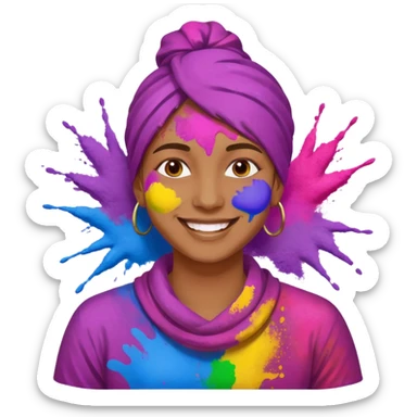 Someone covered in holi sticker