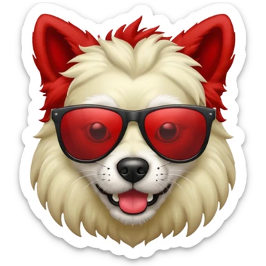 Zombie dog with red hair and sun glasses sticker