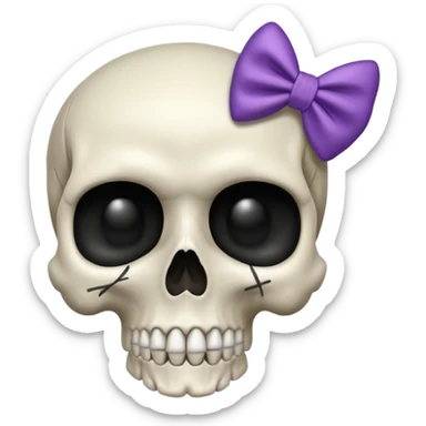  skull with small bow on side head sticker