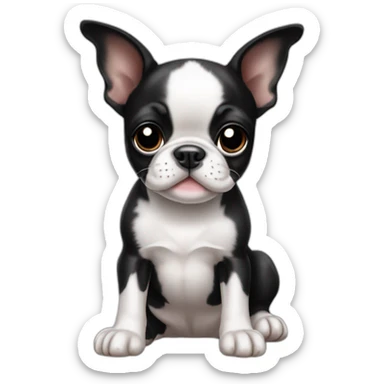 Cute boston terrier puppy sticker