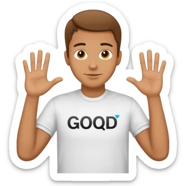 guy with "good qa" text on tshirt sticker
