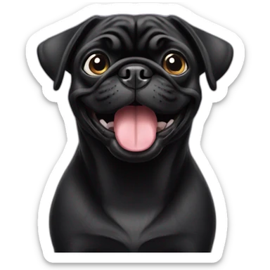 Black Pug smiling sticker