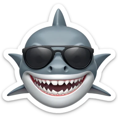 shark with white teeth wearing black sunglasses sticker