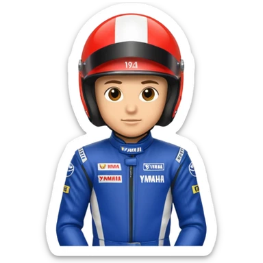 yamaha motor racer with helmet sticker