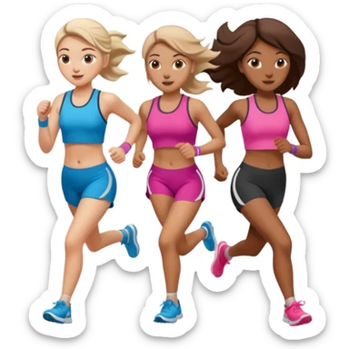 girls running together (have appropriate clothes) sticker