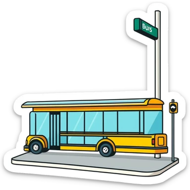 group of people standing at a bus stop sticker